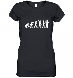 Evolution bagpipe player Women's V-Neck T-Shirt