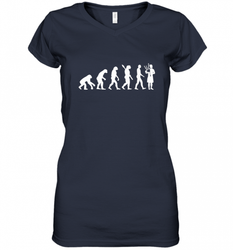 Evolution bagpipe player Women's V-Neck T-Shirt