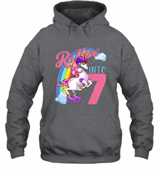Kids Unicorn Roller Skate 7th Birthday Shirt Girls Unicorn Hooded Sweatshirt Hooded Sweatshirt - Nice-Tshirts4u