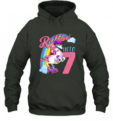 Kids Unicorn Roller Skate 7th Birthday Shirt Girls Unicorn Hooded Sweatshirt Hooded Sweatshirt - Nice-Tshirts4u