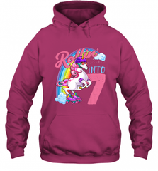Kids Unicorn Roller Skate 7th Birthday Shirt Girls Unicorn Hooded Sweatshirt Hooded Sweatshirt - Nice-Tshirts4u