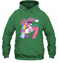 Kids Unicorn Roller Skate 7th Birthday Shirt Girls Unicorn Hooded Sweatshirt Hooded Sweatshirt - Nice-Tshirts4u