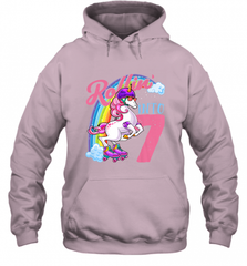 Kids Unicorn Roller Skate 7th Birthday Shirt Girls Unicorn Hooded Sweatshirt Hooded Sweatshirt - Nice-Tshirts4u