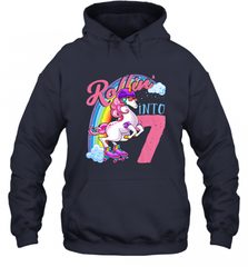 Kids Unicorn Roller Skate 7th Birthday Shirt Girls Unicorn Hooded Sweatshirt Hooded Sweatshirt - Nice-Tshirts4u