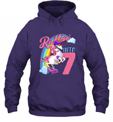 Kids Unicorn Roller Skate 7th Birthday Shirt Girls Unicorn Hooded Sweatshirt Hooded Sweatshirt - Nice-Tshirts4u