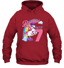 Kids Unicorn Roller Skate 7th Birthday Shirt Girls Unicorn Hooded Sweatshirt Hooded Sweatshirt - Nice-Tshirts4u