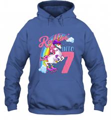 Kids Unicorn Roller Skate 7th Birthday Shirt Girls Unicorn Hooded Sweatshirt Hooded Sweatshirt - Nice-Tshirts4u