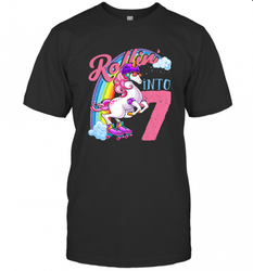 Kids Unicorn Roller Skate 7th Birthday Shirt Girls Unicorn Men's T-Shirt