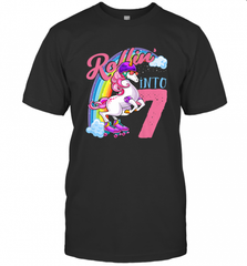 Kids Unicorn Roller Skate 7th Birthday Shirt Girls Unicorn Men's T-Shirt Men's T-Shirt - Nice-Tshirts4u
