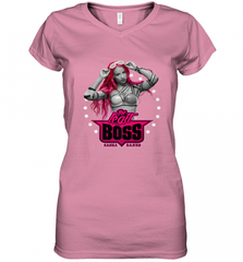 WWE Sasha Banks Pink Hair with Logo Women's V-Neck T-Shirt Women's V-Neck T-Shirt - Nice-Tshirts4u