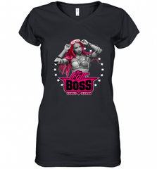 WWE Sasha Banks Pink Hair with Logo Women's V-Neck T-Shirt Women's V-Neck T-Shirt - Nice-Tshirts4u