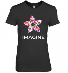 Imagine Flower Peace Sign Hippie 60s 70s Retro Women's Premium T-Shirt Women's Premium T-Shirt - Nice-Tshirts4u
