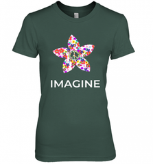 Imagine Flower Peace Sign Hippie 60s 70s Retro Women's Premium T-Shirt Women's Premium T-Shirt - Nice-Tshirts4u
