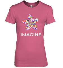 Imagine Flower Peace Sign Hippie 60s 70s Retro Women's Premium T-Shirt Women's Premium T-Shirt - Nice-Tshirts4u
