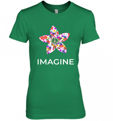 Imagine Flower Peace Sign Hippie 60s 70s Retro Women's Premium T-Shirt Women's Premium T-Shirt - Nice-Tshirts4u