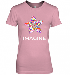 Imagine Flower Peace Sign Hippie 60s 70s Retro Women's Premium T-Shirt Women's Premium T-Shirt - Nice-Tshirts4u
