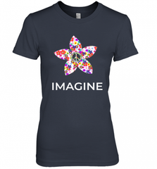 Imagine Flower Peace Sign Hippie 60s 70s Retro Women's Premium T-Shirt Women's Premium T-Shirt - Nice-Tshirts4u