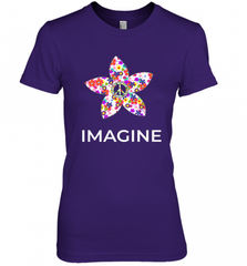 Imagine Flower Peace Sign Hippie 60s 70s Retro Women's Premium T-Shirt Women's Premium T-Shirt - Nice-Tshirts4u