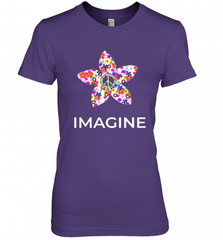 Imagine Flower Peace Sign Hippie 60s 70s Retro Women's Premium T-Shirt Women's Premium T-Shirt - Nice-Tshirts4u