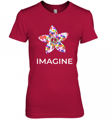 Imagine Flower Peace Sign Hippie 60s 70s Retro Women's Premium T-Shirt Women's Premium T-Shirt - Nice-Tshirts4u