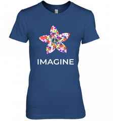 Imagine Flower Peace Sign Hippie 60s 70s Retro Women's Premium T-Shirt Women's Premium T-Shirt - Nice-Tshirts4u