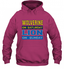 Wolverine on Saturday Lion on Sunday Detroit Football Gift Hooded Sweatshirt Hooded Sweatshirt - Nice-Tshirts4u
