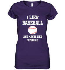 I Like Baseball And Maybe Like Three People Sport Fun Gift Women's V-Neck T-Shirt Women's V-Neck T-Shirt - Nice-Tshirts4u