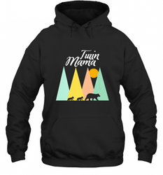 Twin Mom Mama Bear Shirt for Women Camping Bear and Cubs Hooded Sweatshirt