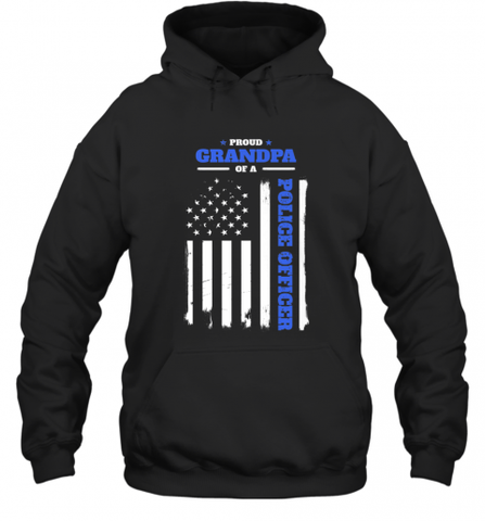 Mens Proud Grandpa of a Police Officer Distressed Flag Hooded Sweatshirt Hooded Sweatshirt / Black / S Hooded Sweatshirt - Nice-Tshirts4u