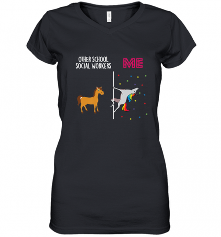 School Social Worker Unicorn Others You Women's V-Neck T-Shirt Women's V-Neck T-Shirt / Black / S Women's V-Neck T-Shirt - Nice-Tshirts4u