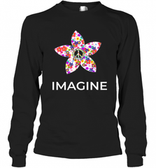 Imagine Flower Peace Sign Hippie 60s 70s Retro Long Sleeve T-Shirt Long Sleeve T-Shirt - Nice-Tshirts4u
