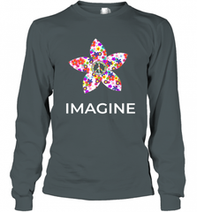 Imagine Flower Peace Sign Hippie 60s 70s Retro Long Sleeve T-Shirt Long Sleeve T-Shirt - Nice-Tshirts4u