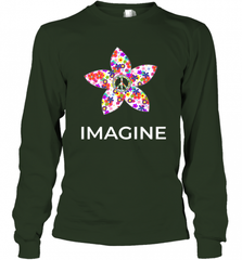 Imagine Flower Peace Sign Hippie 60s 70s Retro Long Sleeve T-Shirt Long Sleeve T-Shirt - Nice-Tshirts4u