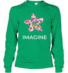 Imagine Flower Peace Sign Hippie 60s 70s Retro Long Sleeve T-Shirt Long Sleeve T-Shirt - Nice-Tshirts4u