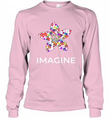 Imagine Flower Peace Sign Hippie 60s 70s Retro Long Sleeve T-Shirt Long Sleeve T-Shirt - Nice-Tshirts4u