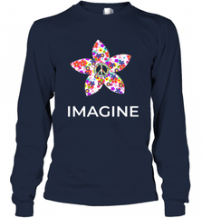 Imagine Flower Peace Sign Hippie 60s 70s Retro Long Sleeve T-Shirt Long Sleeve T-Shirt - Nice-Tshirts4u