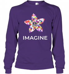 Imagine Flower Peace Sign Hippie 60s 70s Retro Long Sleeve T-Shirt Long Sleeve T-Shirt - Nice-Tshirts4u