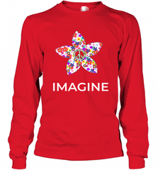 Imagine Flower Peace Sign Hippie 60s 70s Retro Long Sleeve T-Shirt Long Sleeve T-Shirt - Nice-Tshirts4u