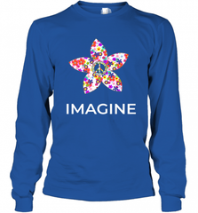 Imagine Flower Peace Sign Hippie 60s 70s Retro Long Sleeve T-Shirt Long Sleeve T-Shirt - Nice-Tshirts4u
