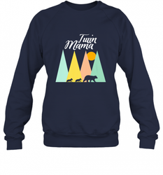 Twin Mom Mama Bear Shirt for Women Camping Bear and Cubs Crewneck Sweatshirt