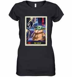 Star Wars The Mandalorian The Child Trading Card Women's V-Neck T-Shirt