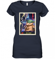 Star Wars The Mandalorian The Child Trading Card Women's V-Neck T-Shirt