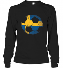 Sweden Soccer Ball Flag Jersey Shirt  Swedish Football Gift Long Sleeve T-Shirt Long Sleeve T-Shirt - Nice-Tshirts4u