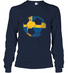 Sweden Soccer Ball Flag Jersey Shirt  Swedish Football Gift Long Sleeve T-Shirt Long Sleeve T-Shirt - Nice-Tshirts4u