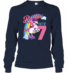 Kids Unicorn Roller Skate 7th Birthday Shirt Girls Unicorn Long Sleeve T-Shirt Long Sleeve T-Shirt - Nice-Tshirts4u