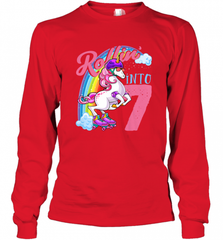Kids Unicorn Roller Skate 7th Birthday Shirt Girls Unicorn Long Sleeve T-Shirt Long Sleeve T-Shirt - Nice-Tshirts4u