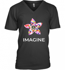 Imagine Flower Peace Sign Hippie 60s 70s Retro Men's V-Neck Men's V-Neck - Nice-Tshirts4u