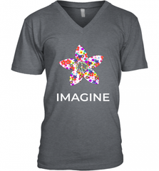 Imagine Flower Peace Sign Hippie 60s 70s Retro Men's V-Neck Men's V-Neck - Nice-Tshirts4u
