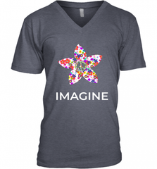 Imagine Flower Peace Sign Hippie 60s 70s Retro Men's V-Neck Men's V-Neck - Nice-Tshirts4u
