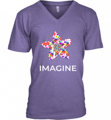 Imagine Flower Peace Sign Hippie 60s 70s Retro Men's V-Neck Men's V-Neck - Nice-Tshirts4u